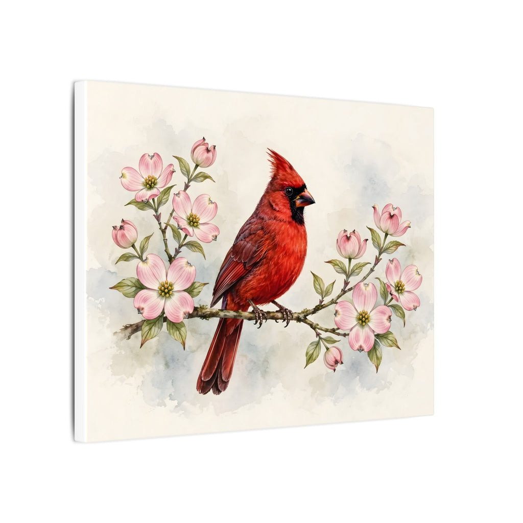 Cardinal on a Spring Branch Canvas Wall Art