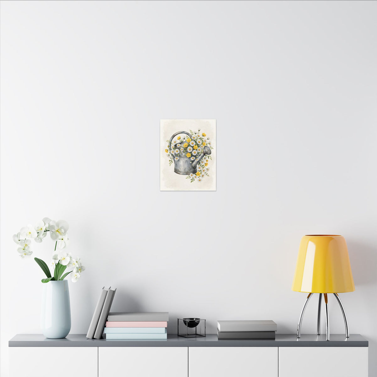 Daisies in a Watering Can Canvas Wall Art