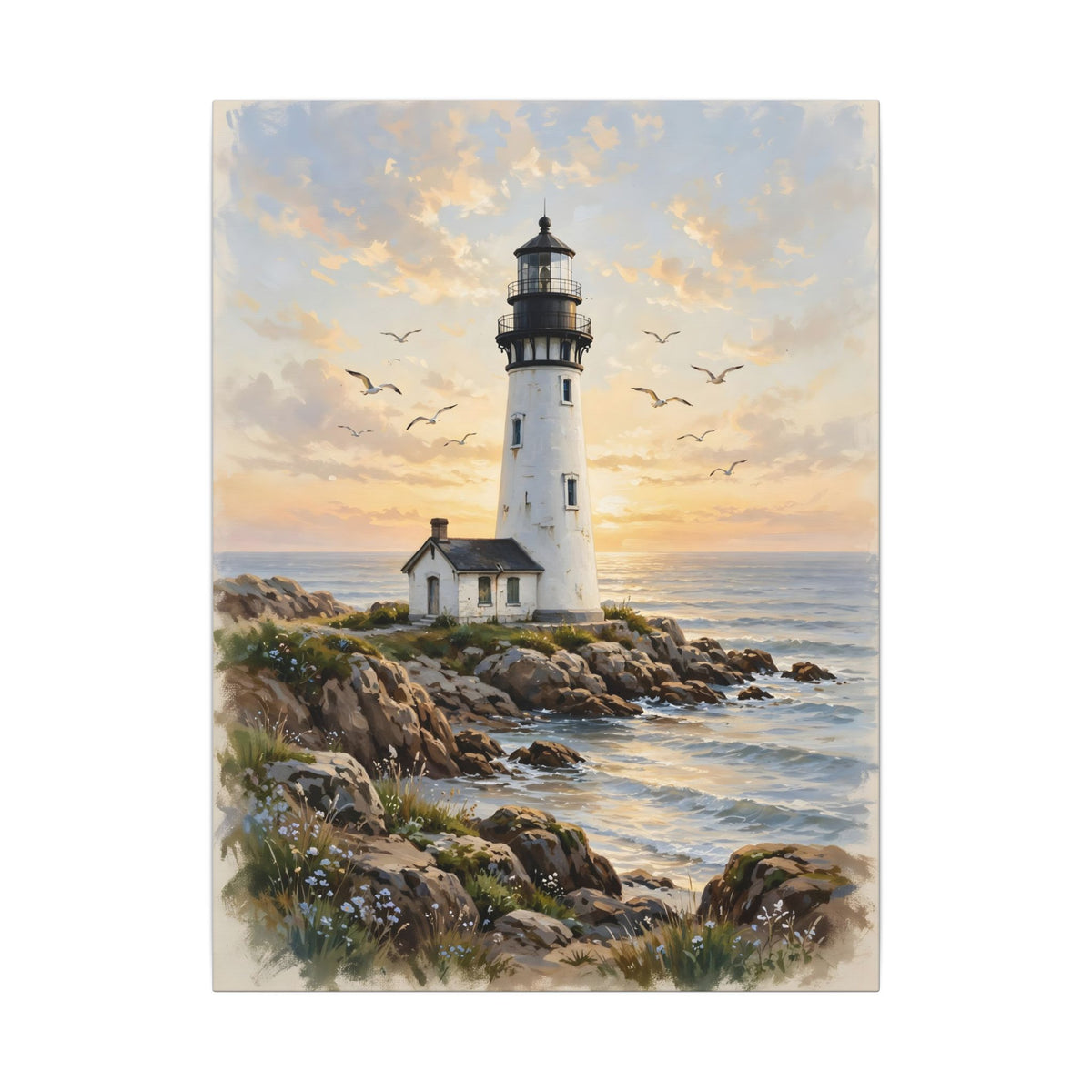 Lighthouse at Golden Hour Canvas Wall Art
