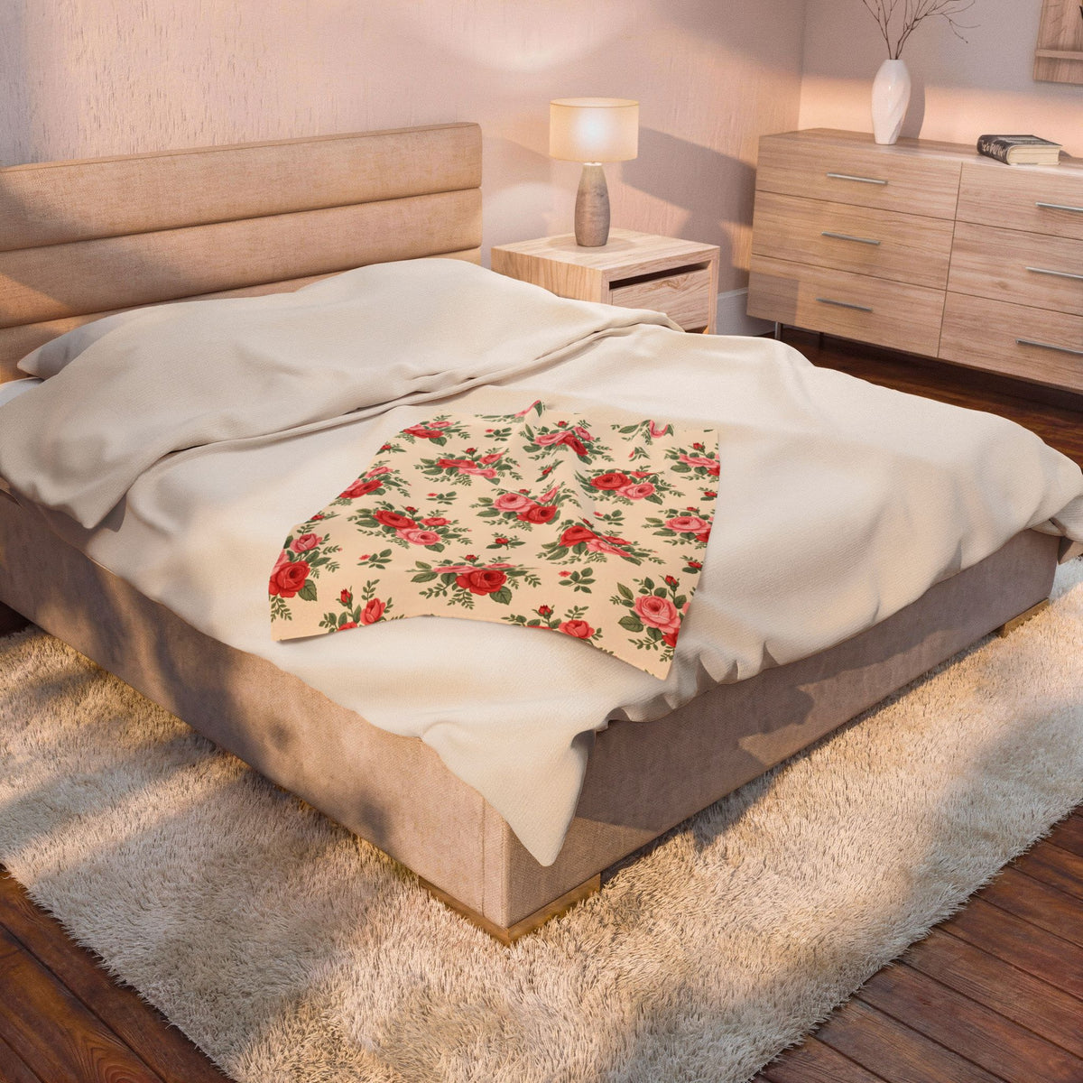 English Rose Chintz Pattern Velveteen Plush Blanket – Style 2