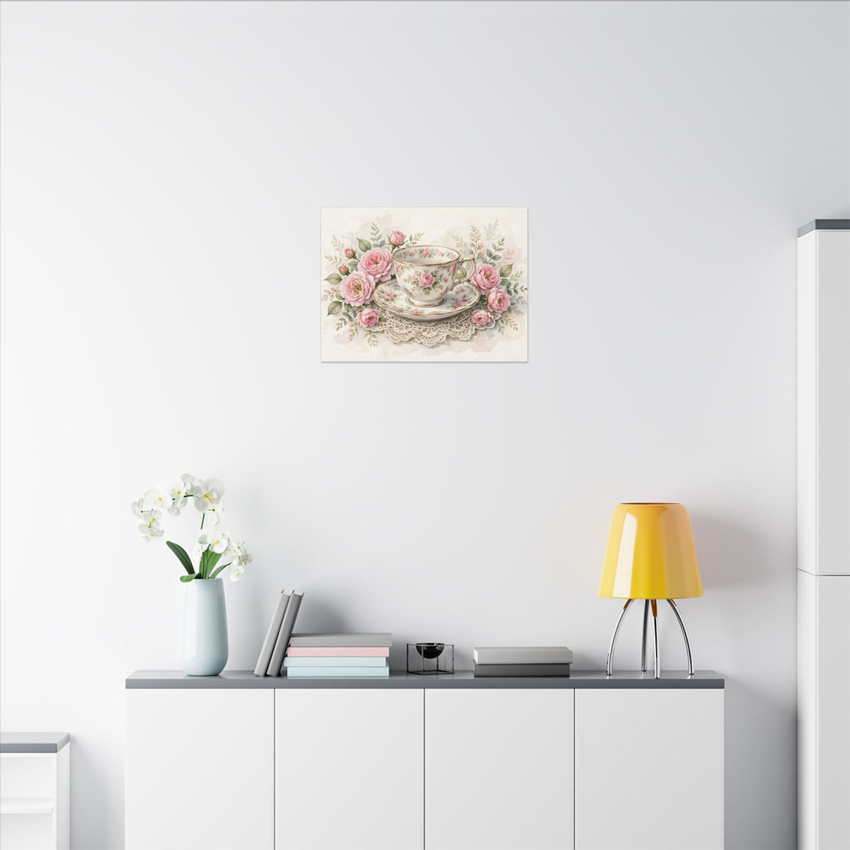 Roses and Vintage Teacup Canvas Wall Art