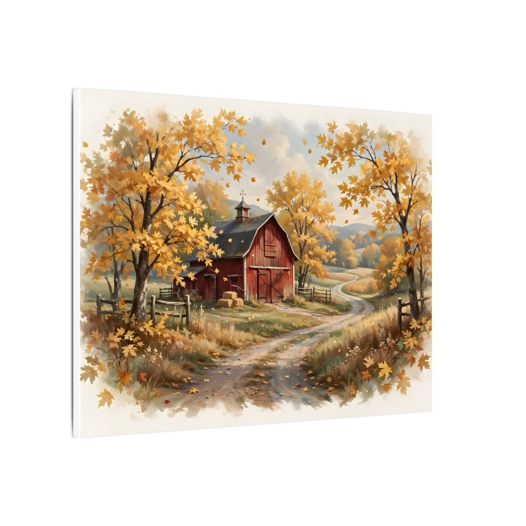 Autumn Red Barn Landscape Canvas Wall Art