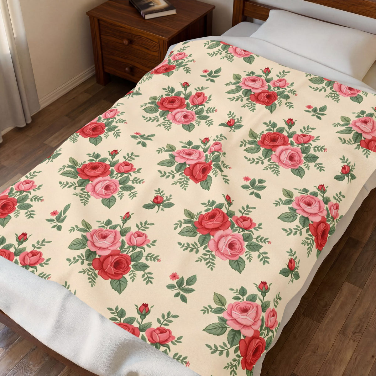English Rose Chintz Pattern Velveteen Plush Blanket – Style 2