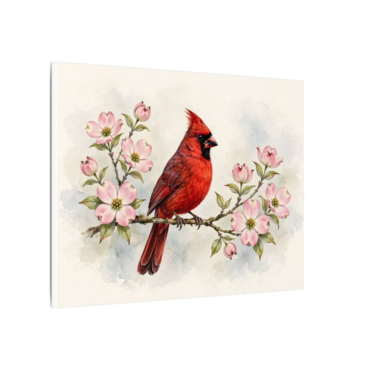 Cardinal on a Spring Branch Canvas Wall Art