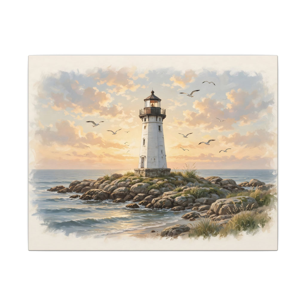 Lighthouse at Golden Hour Canvas Wall Art – Style 2