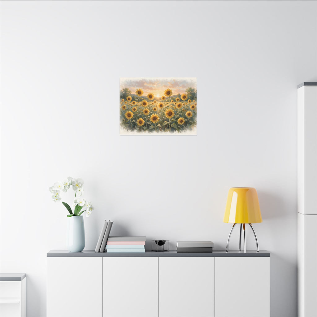 Sunflower Field at Sunset Canvas Wall Art – Style 2