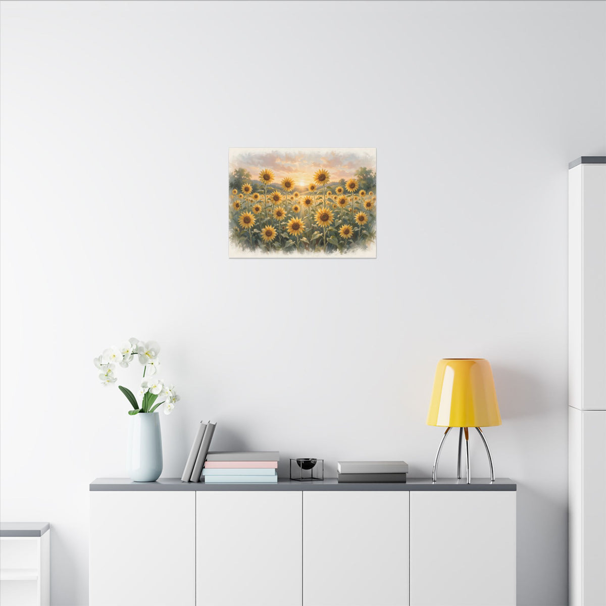 Sunflower Field at Sunset Canvas Wall Art – Style 2