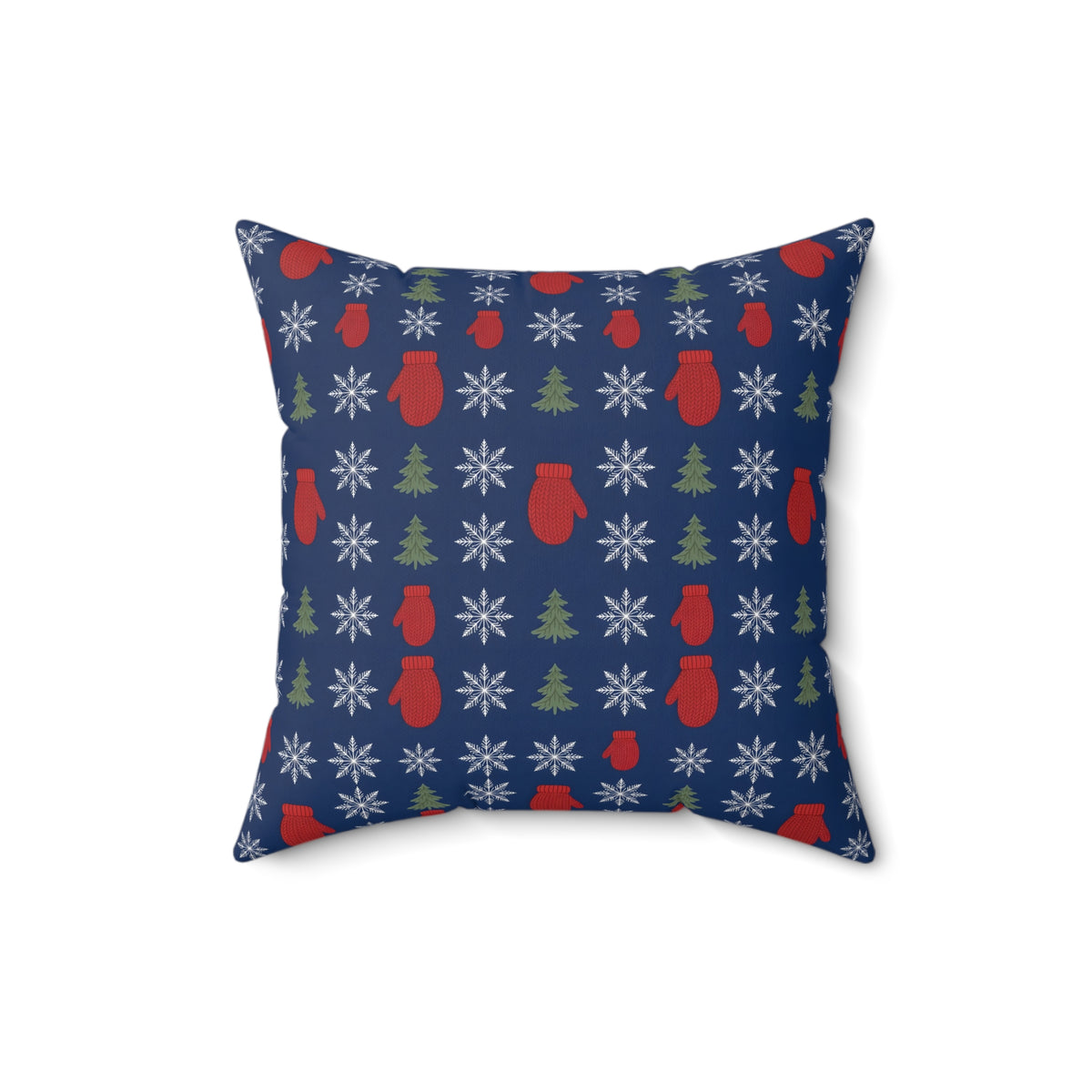 Snowflakes and Mittens Pattern Throw Pillow – Style 2