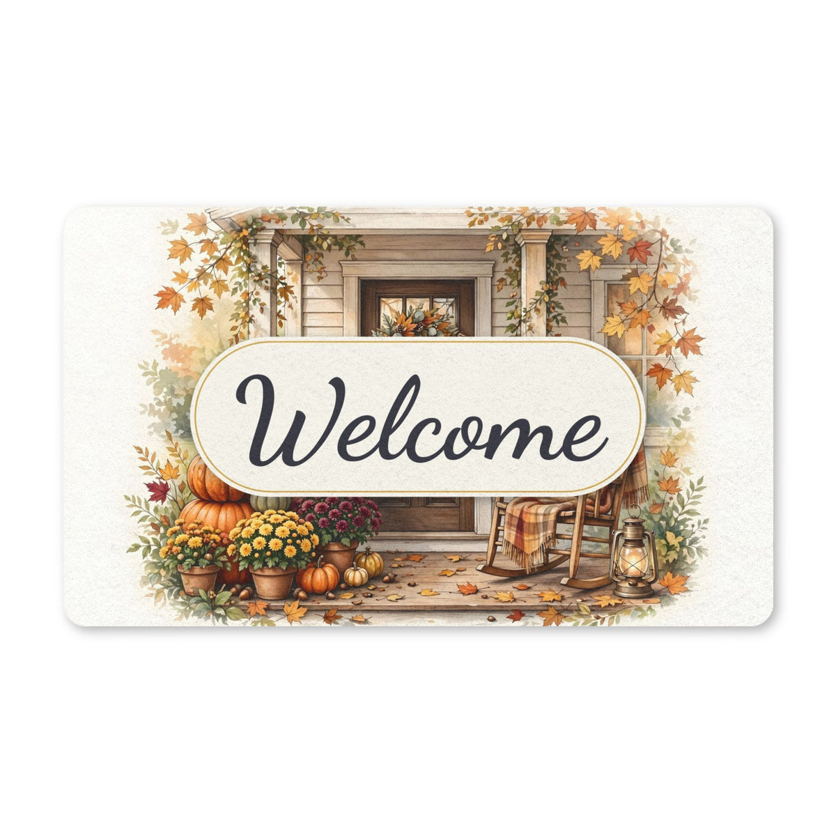 Cozy Fall Front Porch Welcome Doormat