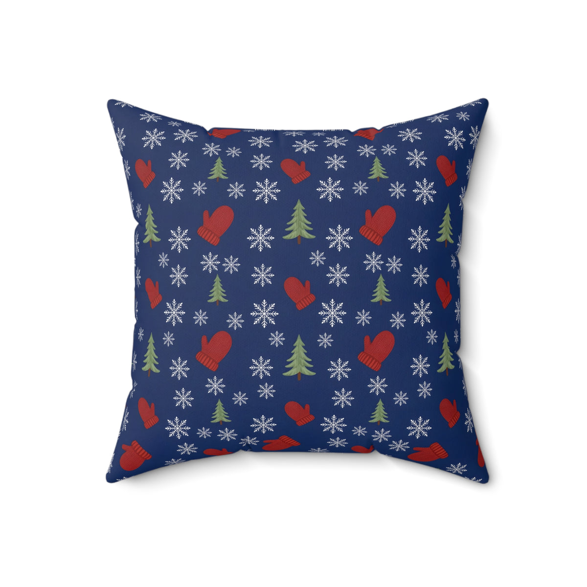 Snowflakes and Mittens Pattern Throw Pillow