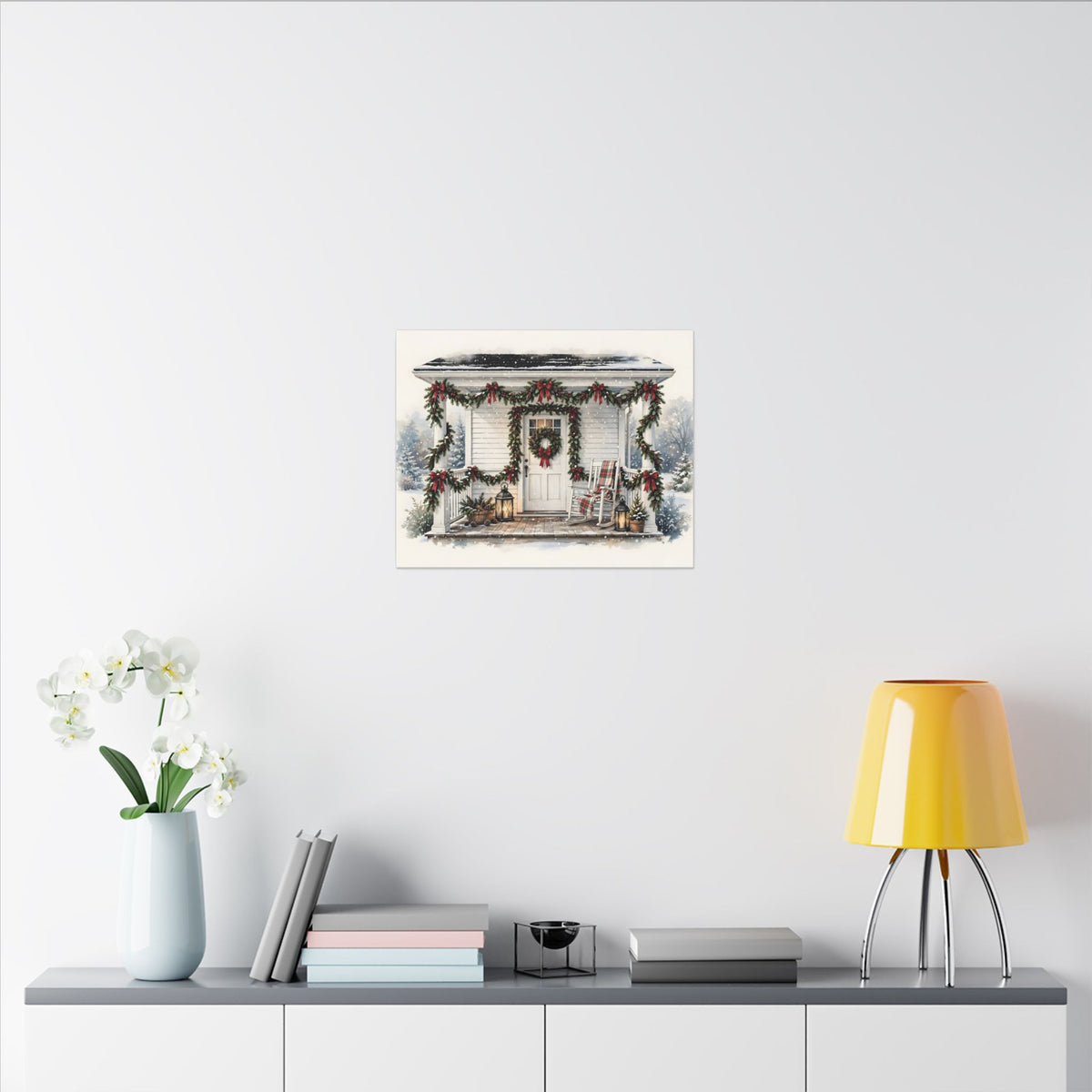Farmhouse Christmas Porch Canvas Wall Art
