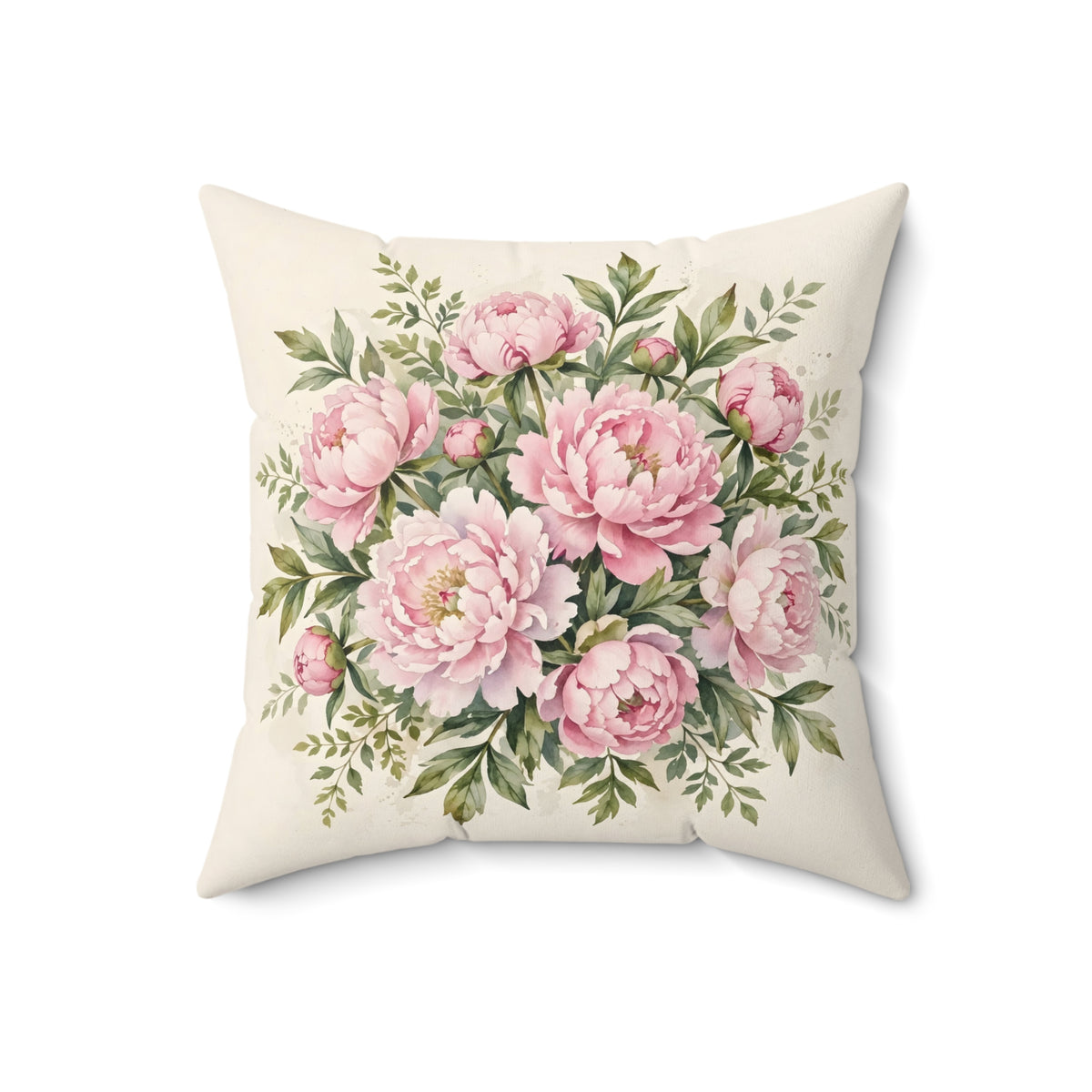 Pink Peonies Watercolor Throw Pillow