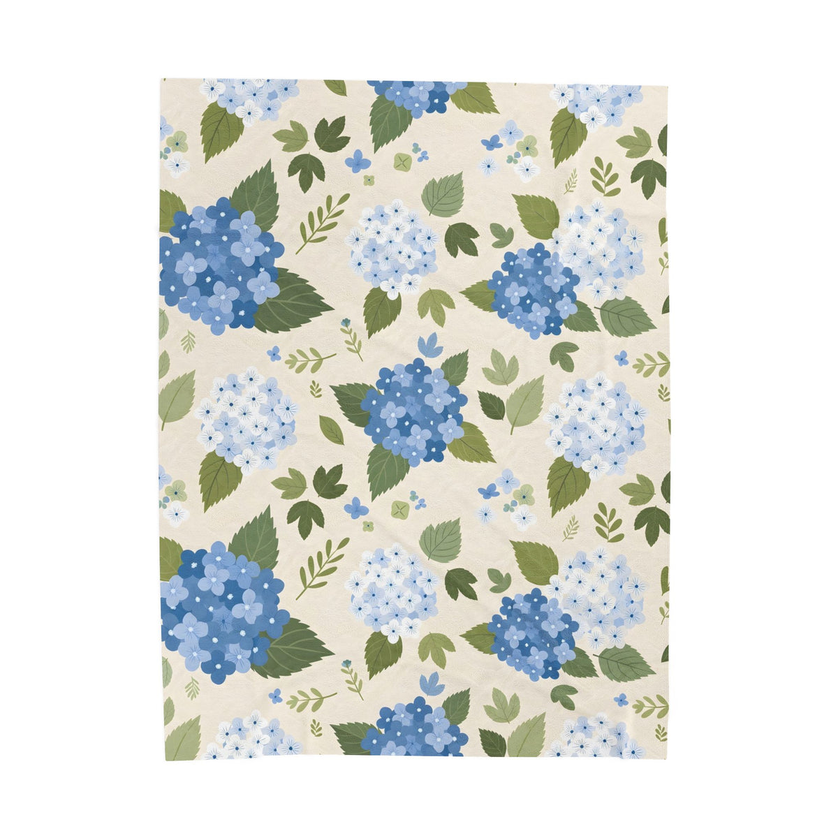 Hydrangea Blue Floral Pattern Velveteen Plush Blanket – Style 2