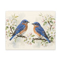 Bluebirds on a Blossom Branch Canvas Wall Art