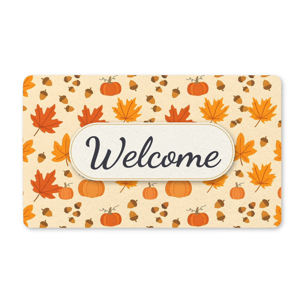 Autumn Leaves and Pumpkins Pattern Welcome Doormat