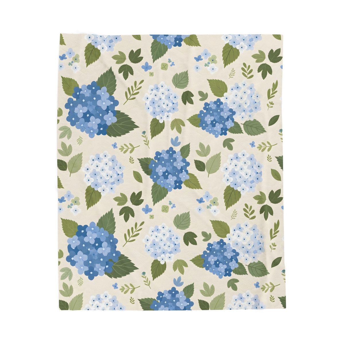 Hydrangea Blue Floral Pattern Velveteen Plush Blanket – Style 2