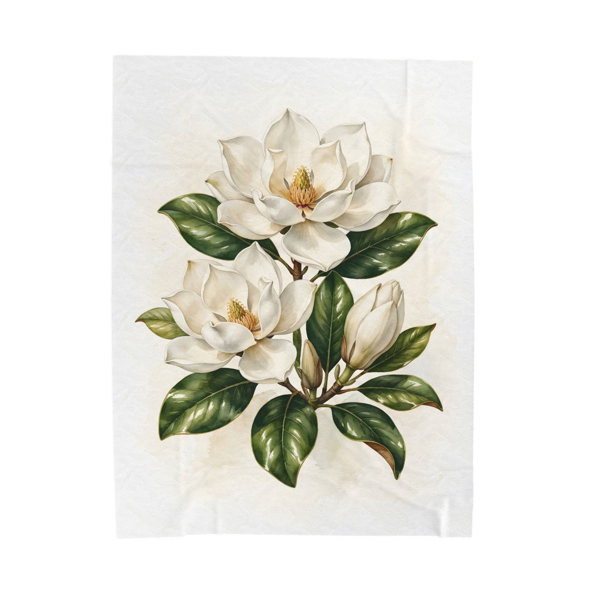 Magnolia Blossoms Velveteen Plush Blanket – Style 2