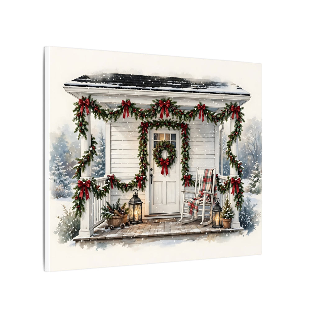 Farmhouse Christmas Porch Canvas Wall Art