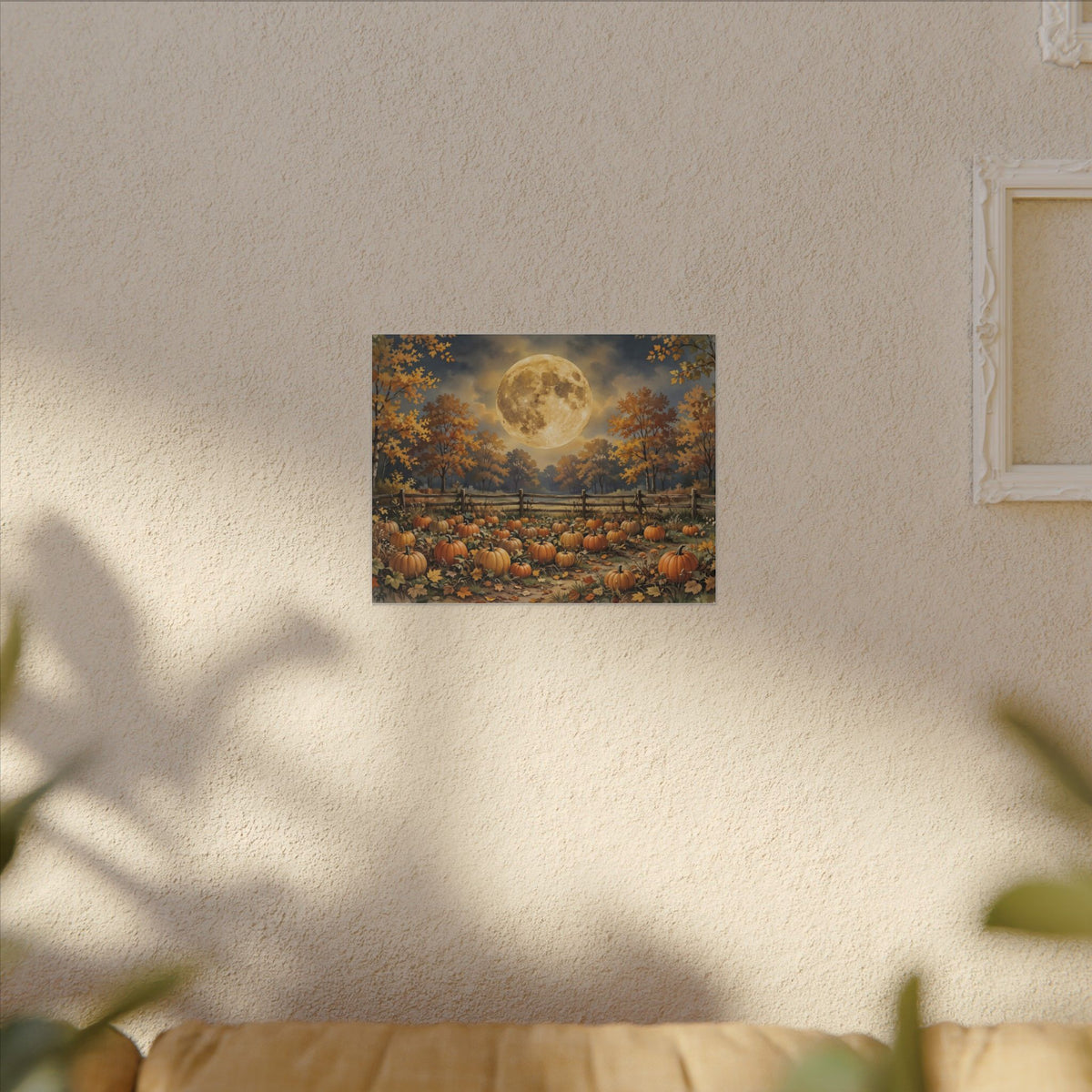 Harvest Moon over the Pumpkin Patch Canvas Wall Art – Style 2