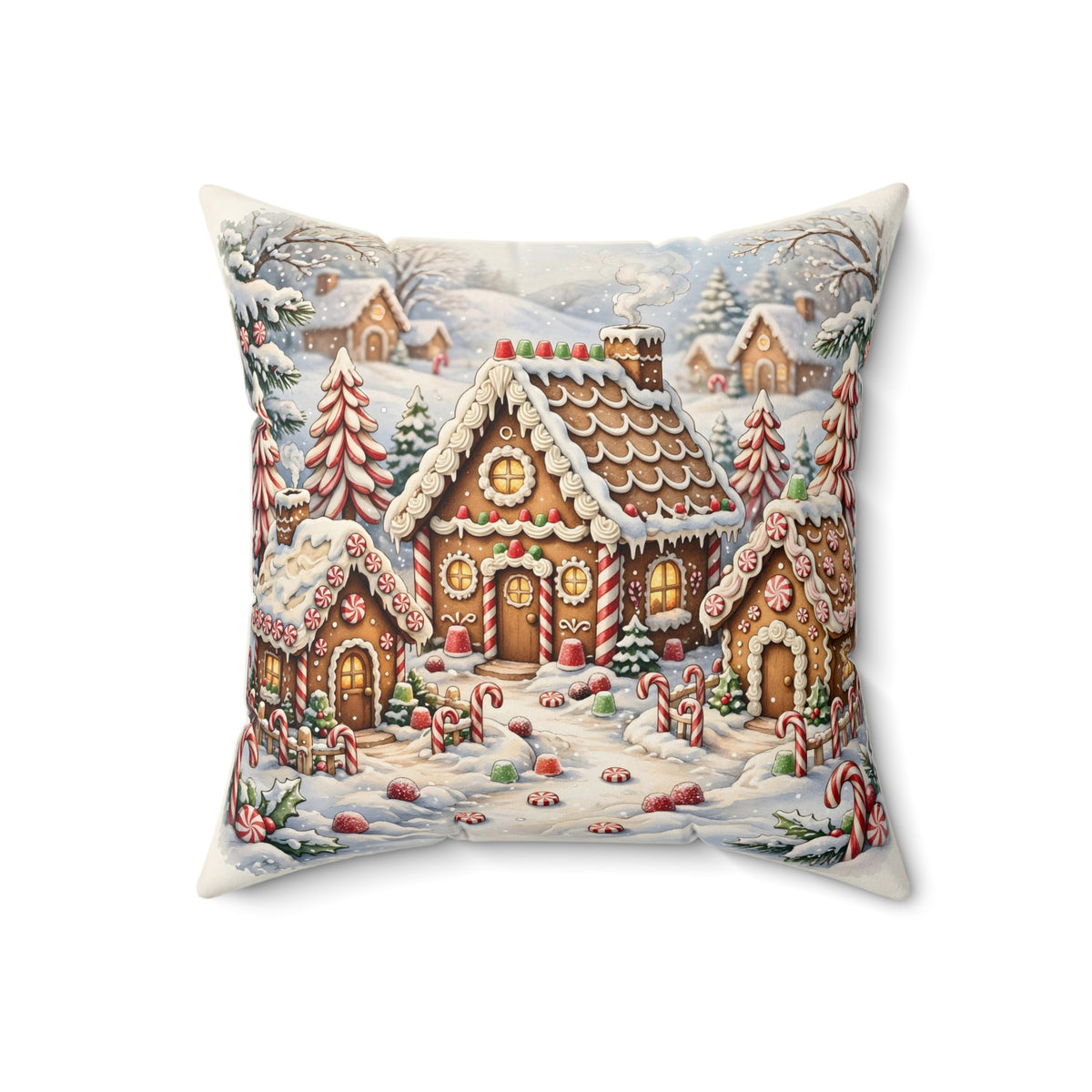 Gingerbread Village Throw Pillow