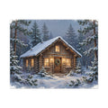 Snowy Cabin at Christmas Eve Canvas Wall Art – Style 2