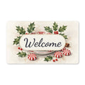 Christmas Teacup with Peppermints Welcome Doormat