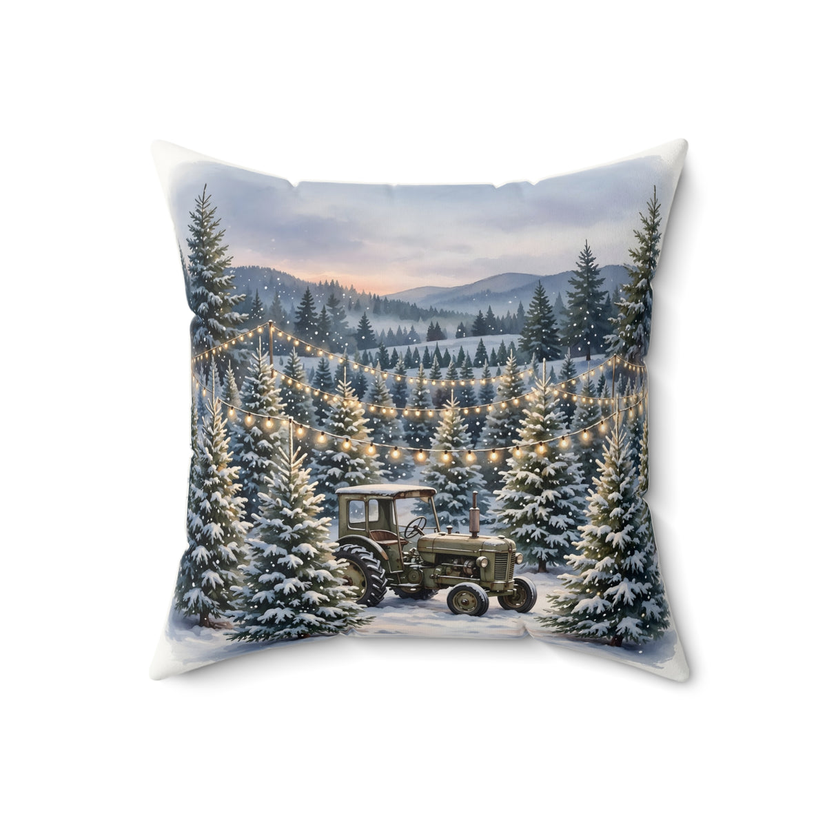 Christmas Tree Farm at Dusk Throw Pillow