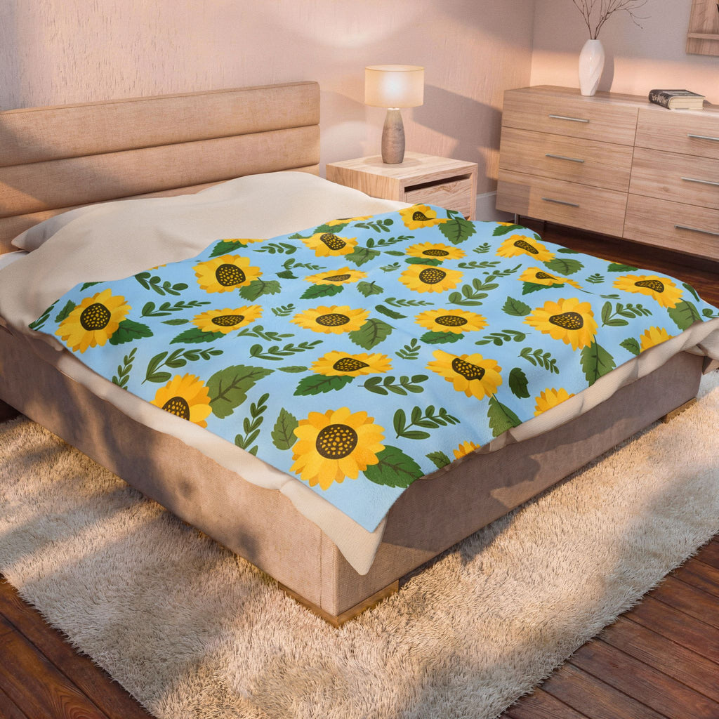 Sunflower Pattern Velveteen Plush Blanket