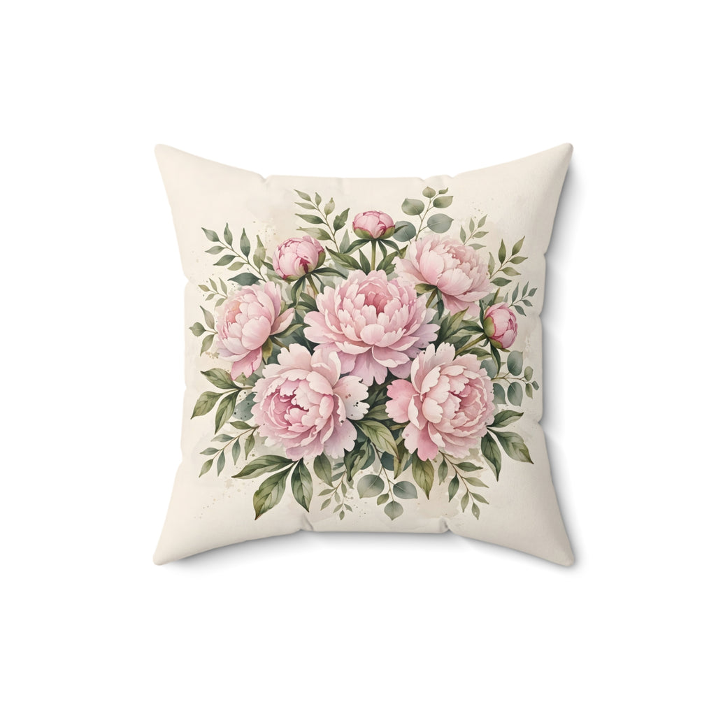 Pink Peonies Watercolor Throw Pillow – Style 2