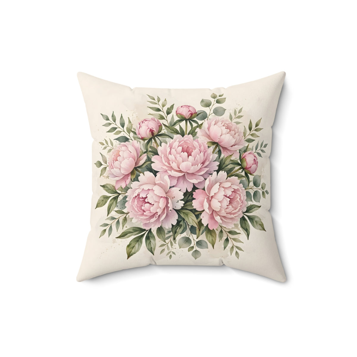 Pink Peonies Watercolor Throw Pillow – Style 2