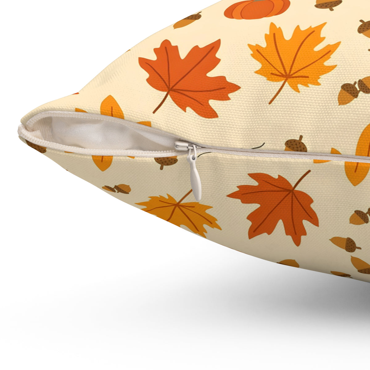 Autumn Leaves and Pumpkins Pattern Throw Pillow