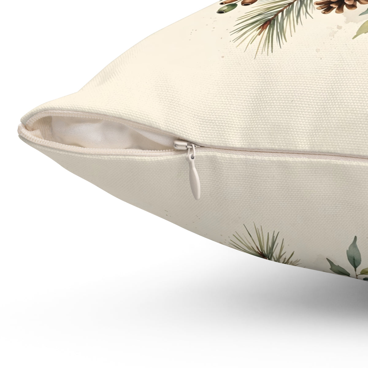 Poinsettia Watercolor Bouquet Throw Pillow