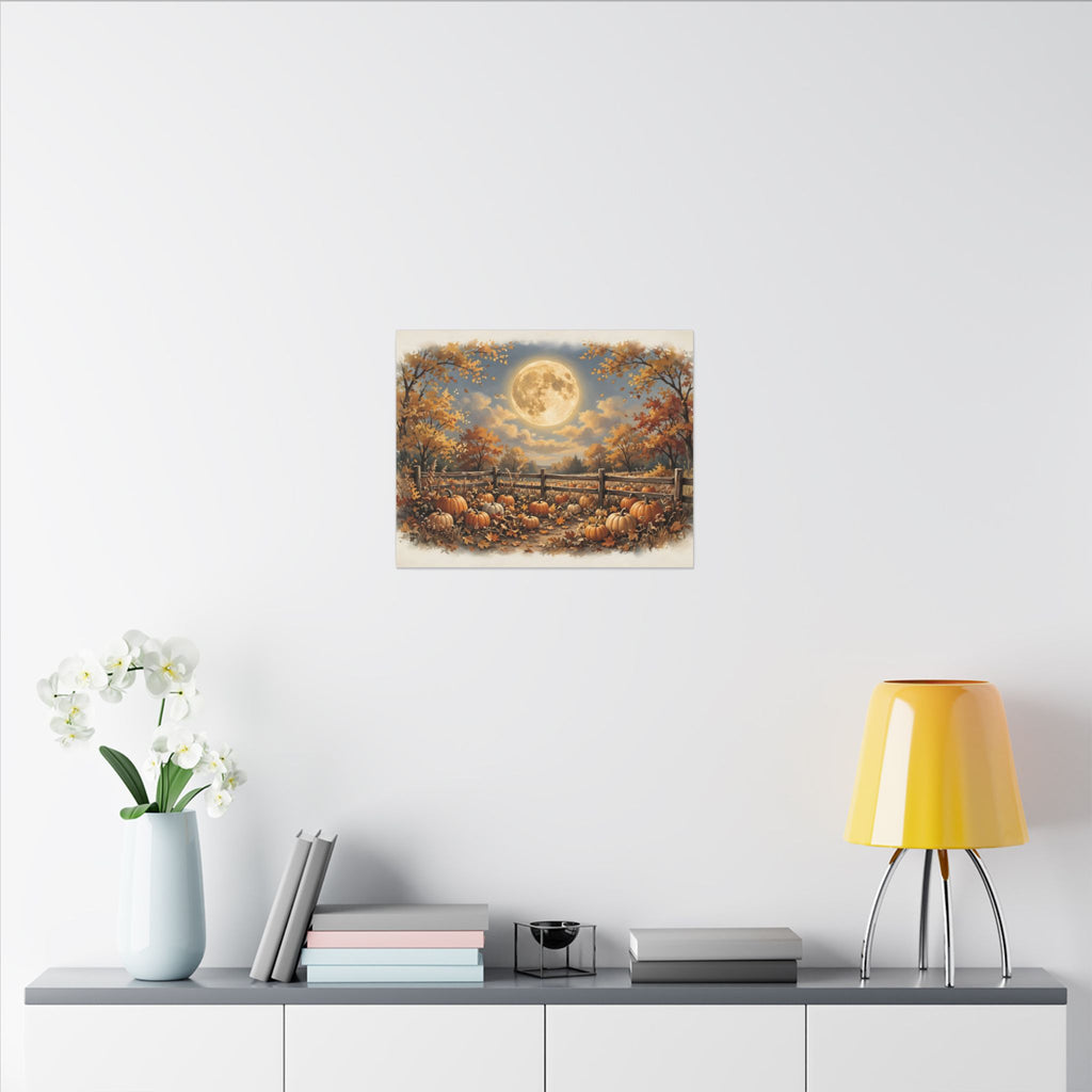 Harvest Moon over the Pumpkin Patch Canvas Wall Art