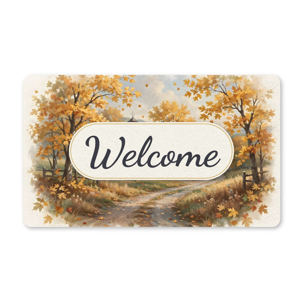 Autumn Red Barn Landscape Welcome Doormat