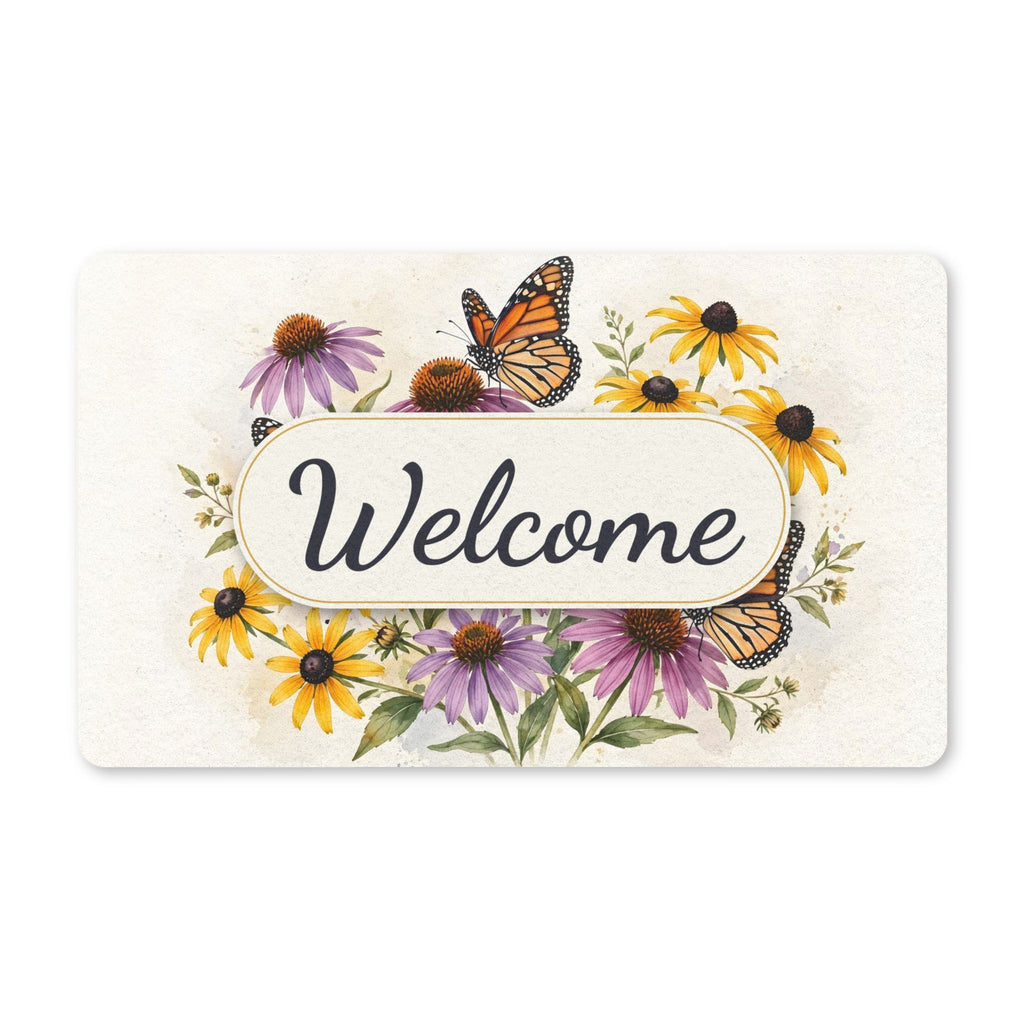 Monarch Butterflies and Wildflowers Welcome Doormat