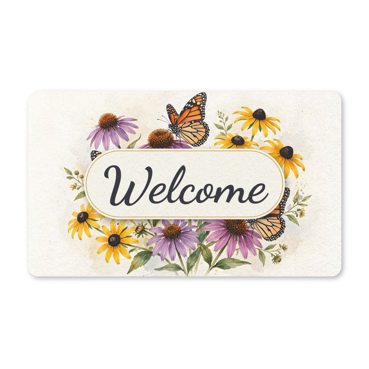Monarch Butterflies and Wildflowers Welcome Doormat