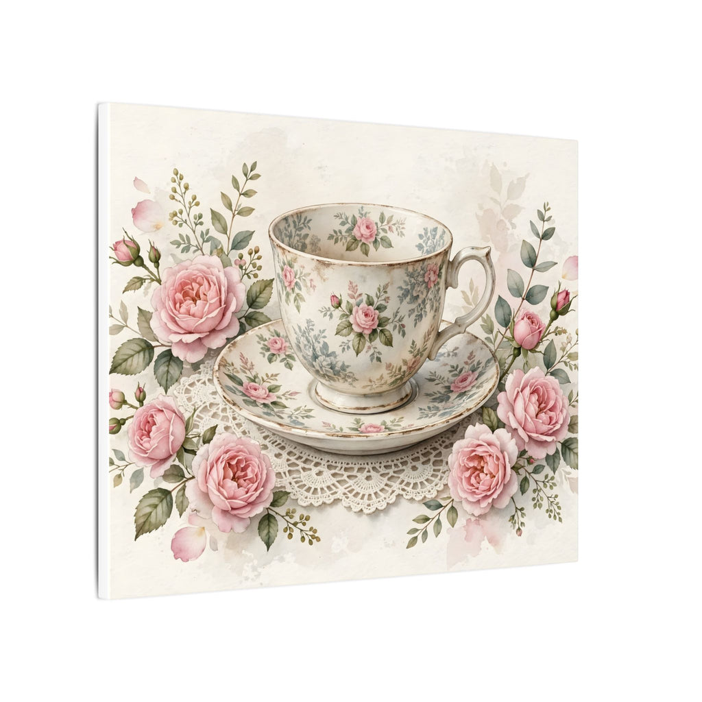 Roses and Vintage Teacup Canvas Wall Art – Style 2