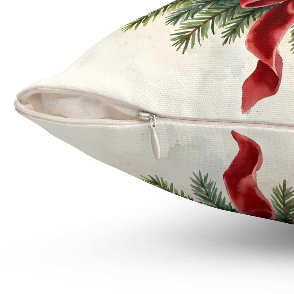 Christmas Cardinal on a Wreath Throw Pillow