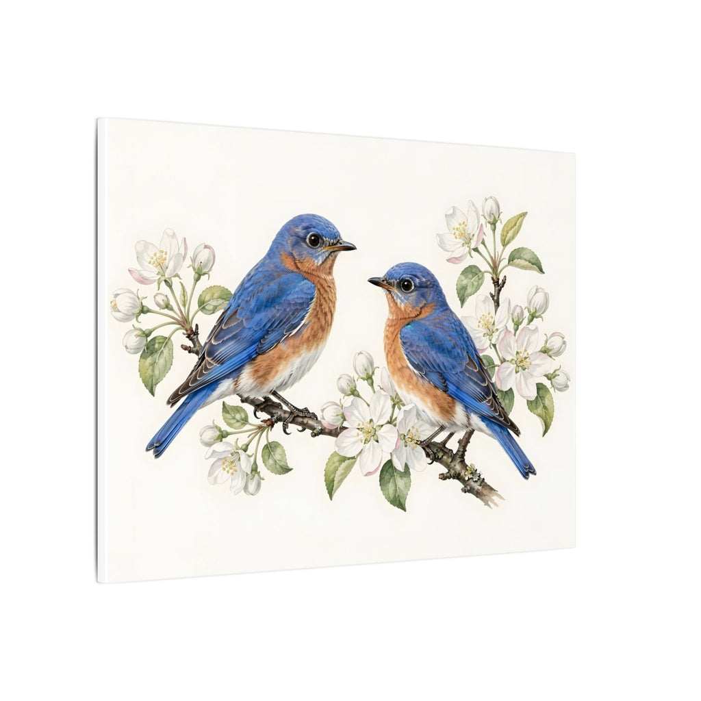 Bluebirds on a Blossom Branch Canvas Wall Art – Style 2