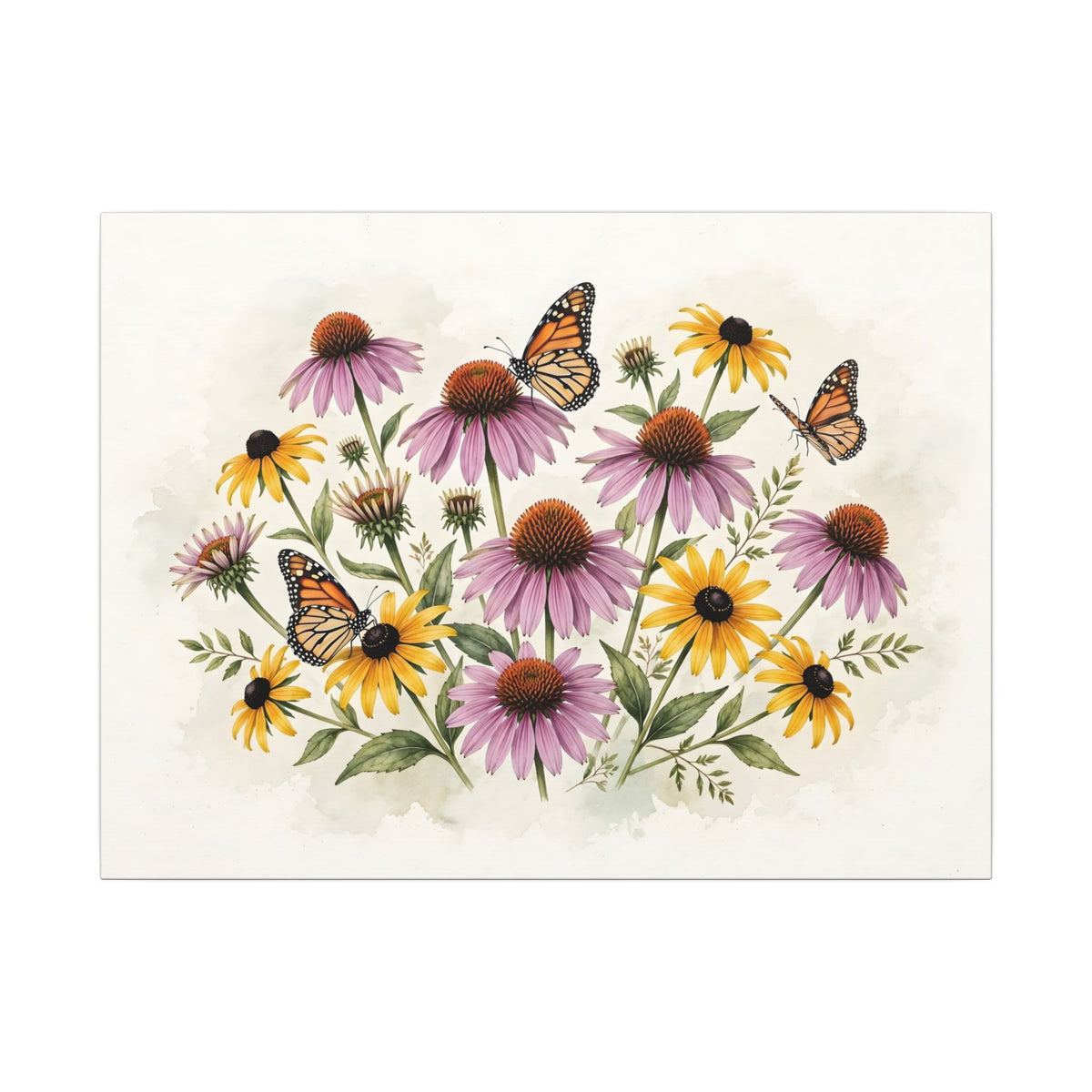 Monarch Butterflies and Wildflowers Canvas Wall Art – Style 2