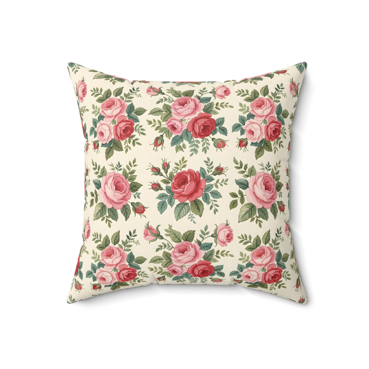 English Rose Chintz Pattern Throw Pillow