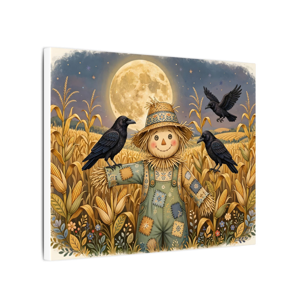 Scarecrow and Crows in the Cornfield Canvas Wall Art