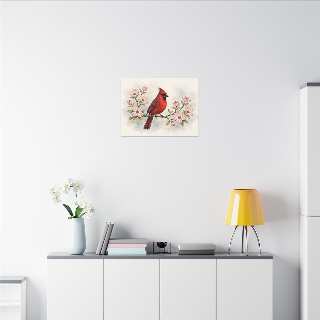 Cardinal on a Spring Branch Canvas Wall Art