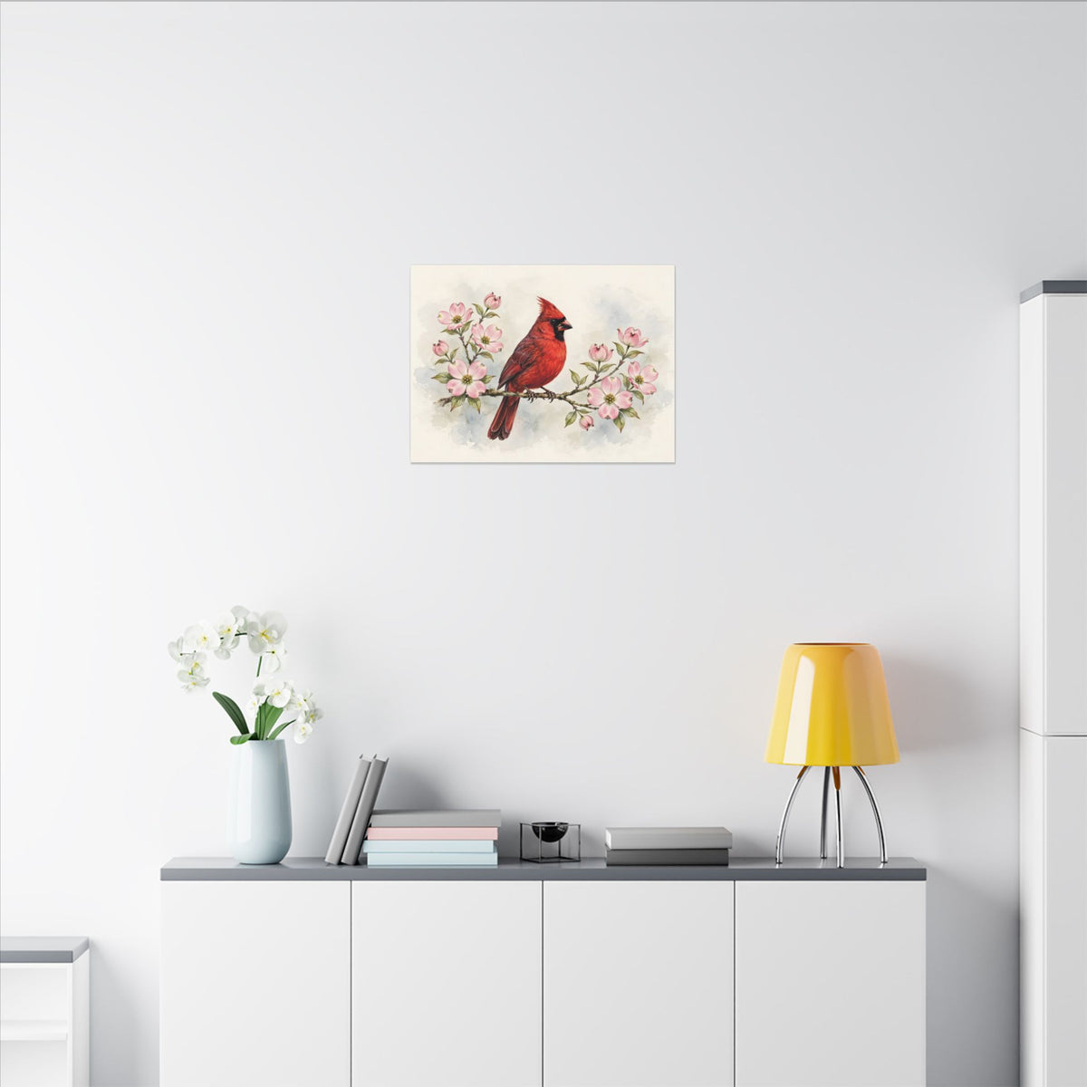 Cardinal on a Spring Branch Canvas Wall Art