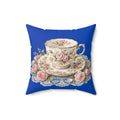 Roses and Vintage Teacup Throw Pillow
