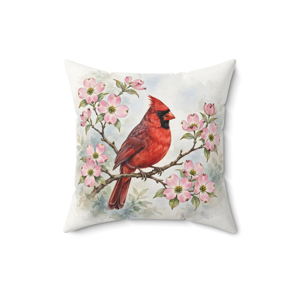 Cardinal on a Spring Branch Throw Pillow
