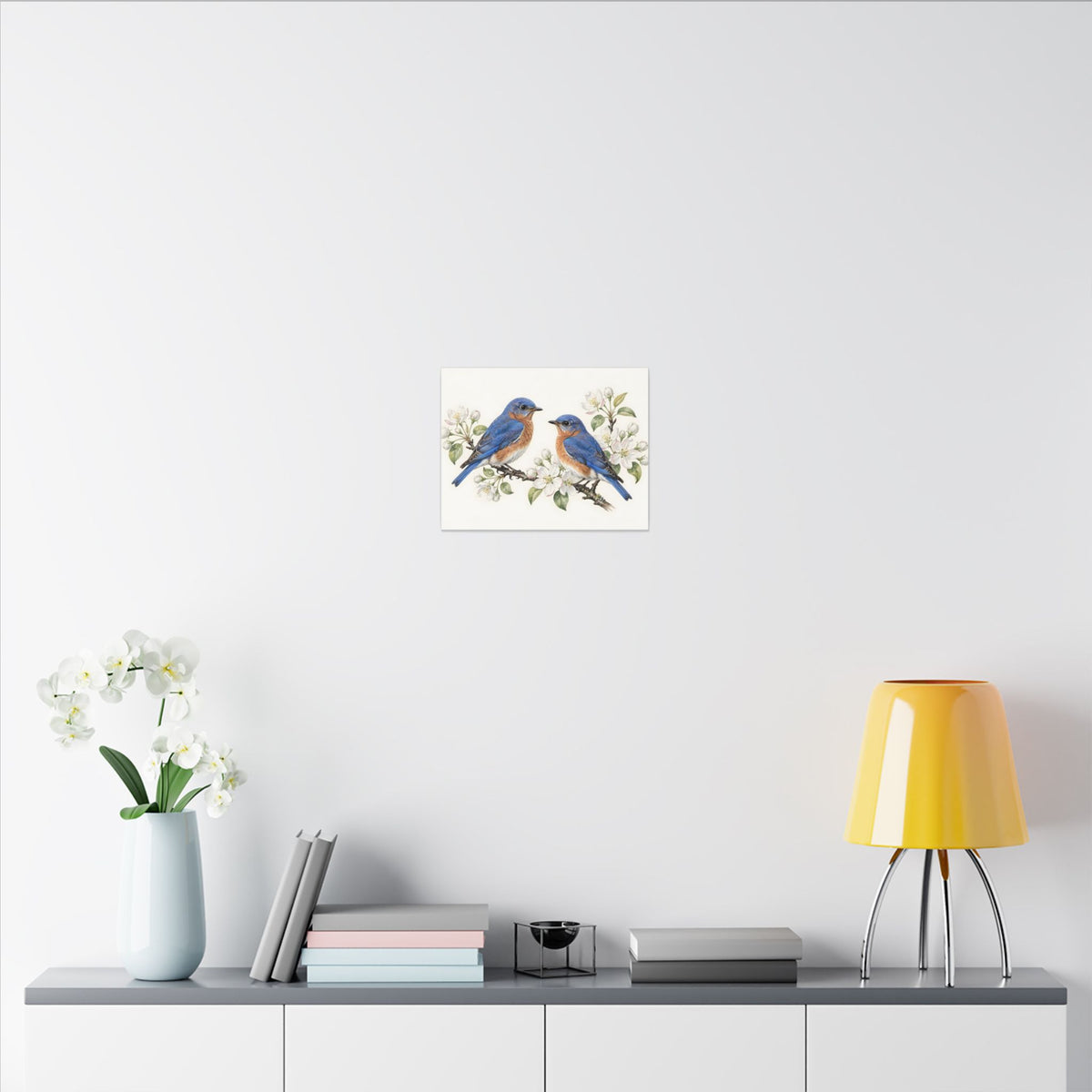 Bluebirds on a Blossom Branch Canvas Wall Art – Style 2