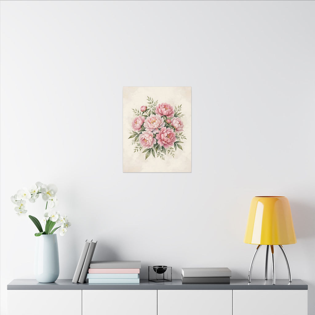 Pink Peonies Watercolor Canvas Wall Art