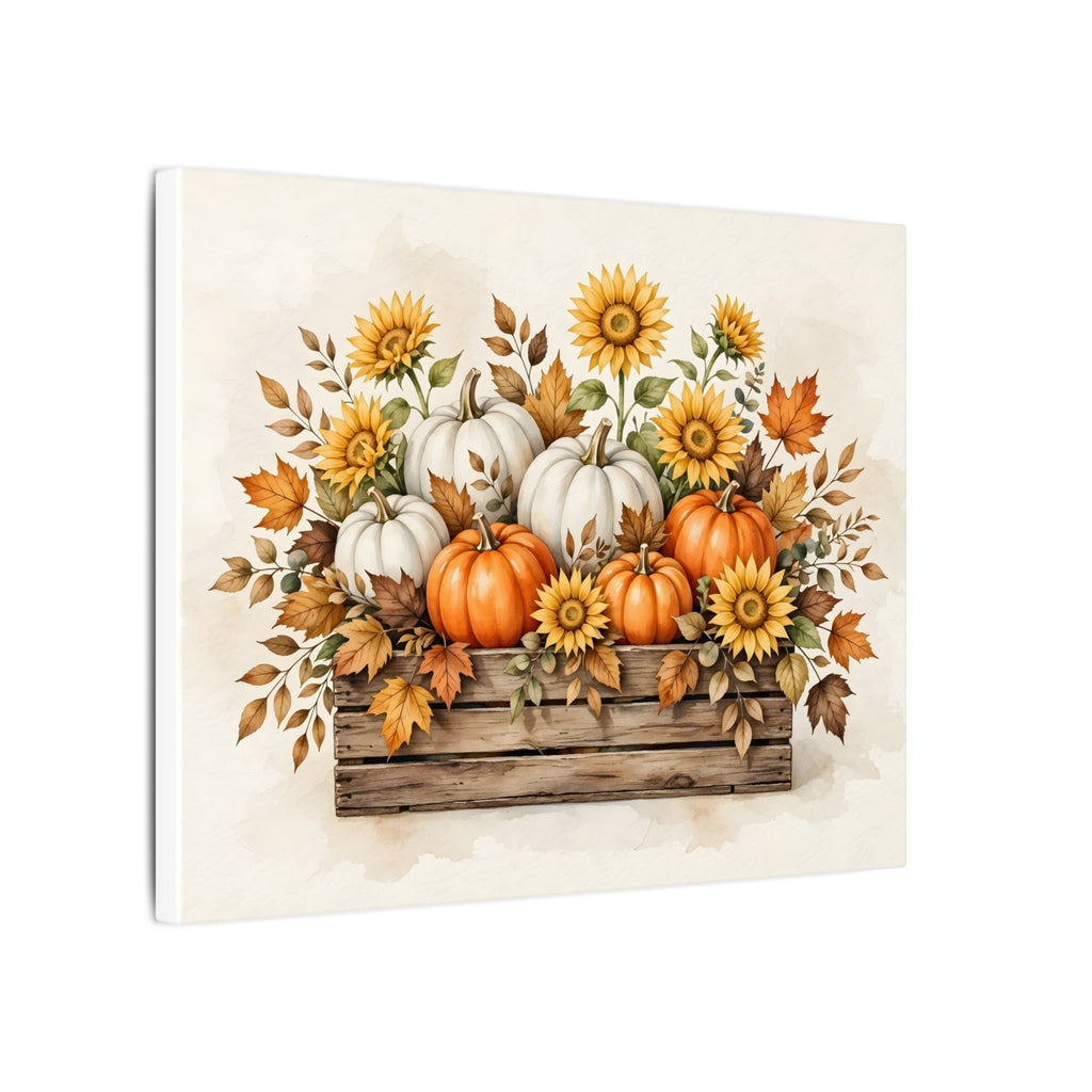 Pumpkins and Sunflowers Harvest Canvas Wall Art – Style 2