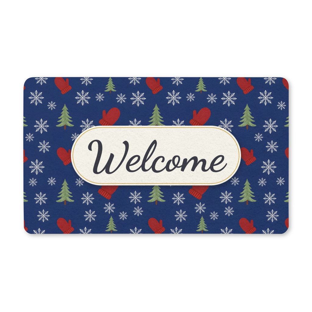 Snowflakes and Mittens Pattern Welcome Doormat